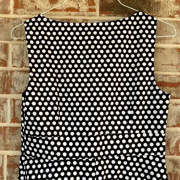 Spense Black White Polka Dot Wrap Bodice Sleeveless Dress - Picture 6 of 7